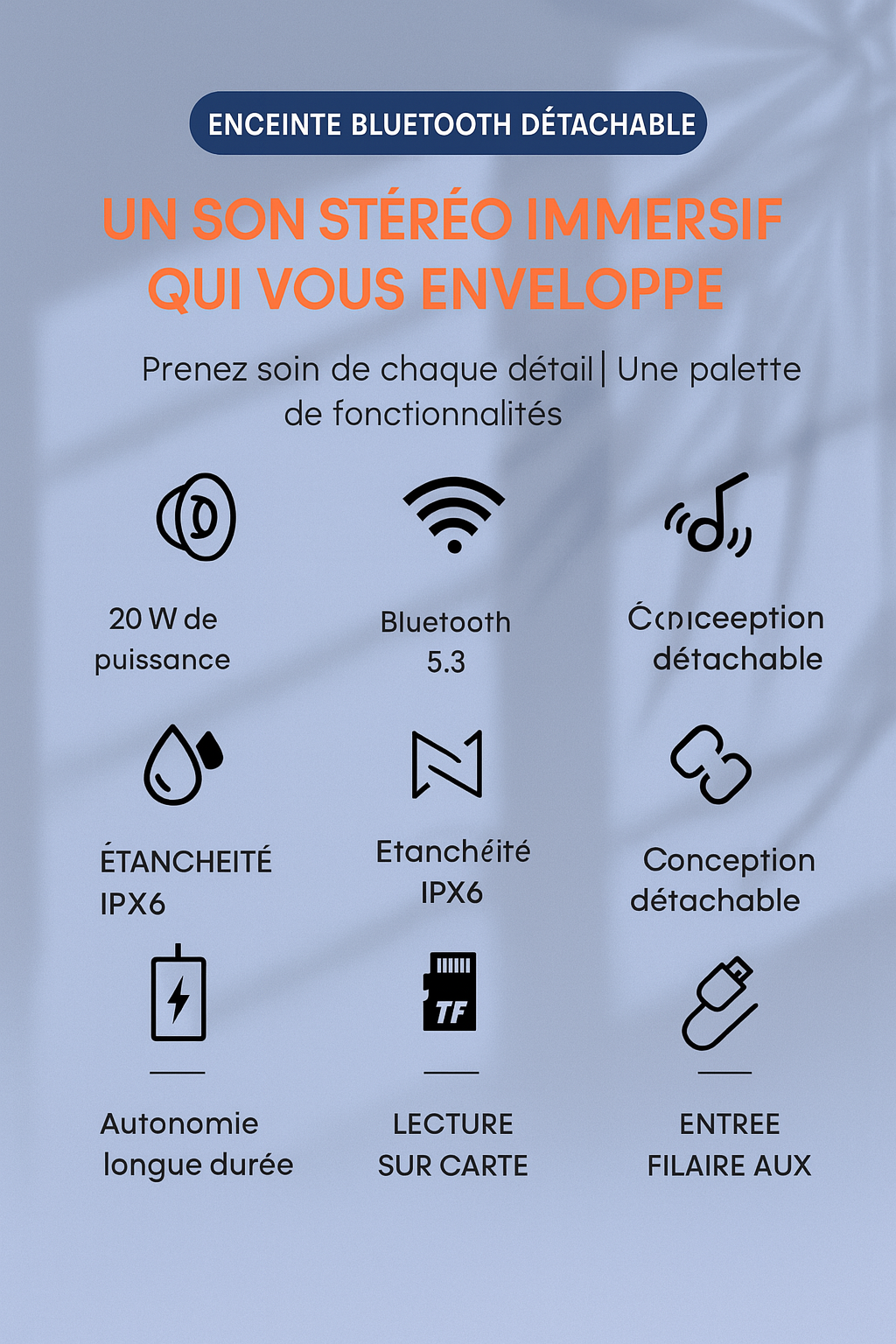 Enceintes Bluetooth détachables pratiques
