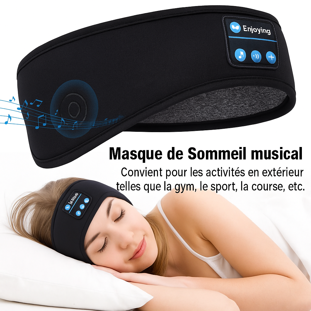 Bandeau connecté Bluetooth - Écouteurs Sans Fil intégré pour Sport, Sommeil, Méditation