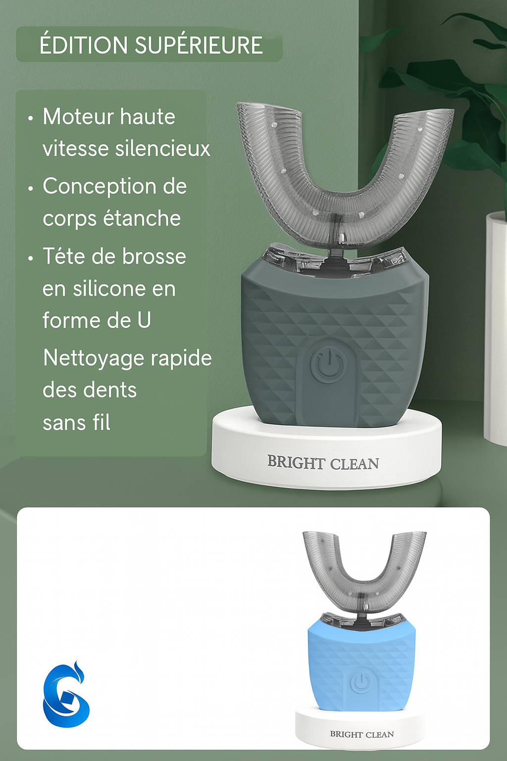 Brosse à dents électrique blanchisseuse automatique en U