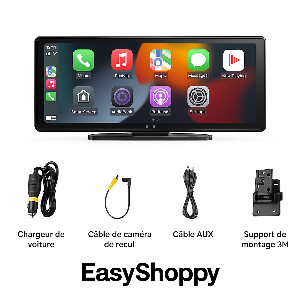 Enregistreur CarPlay 10.26’’ - GPS Intelligent - Navigateur MP5 - Double Caméra