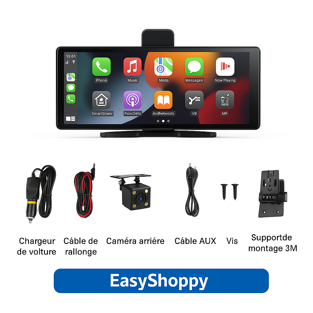 Enregistreur CarPlay 10.26’’ - GPS Intelligent - Navigateur MP5 - Double Caméra