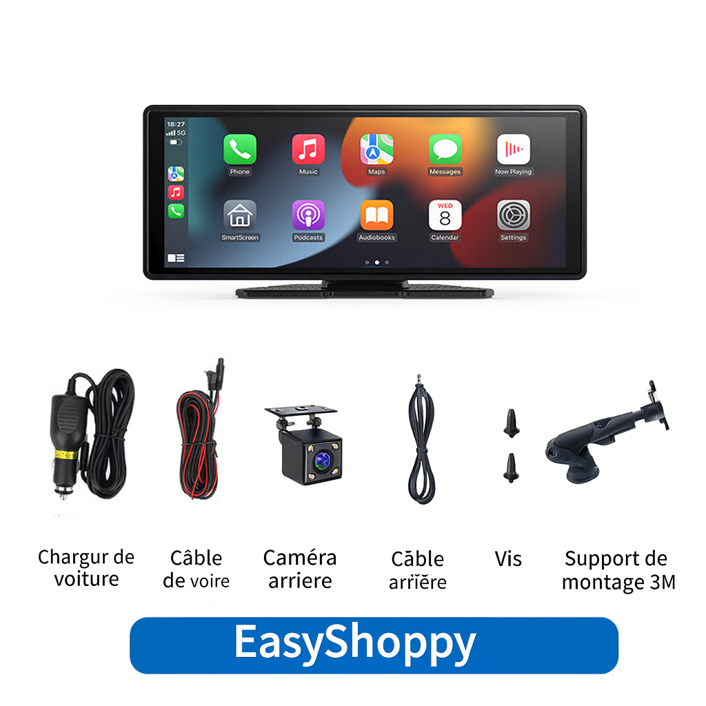 Enregistreur CarPlay 10.26’’ - GPS Intelligent - Navigateur MP5 - Double Caméra