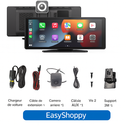 Enregistreur CarPlay 10.26’’ - GPS Intelligent - Navigateur MP5 - Double Caméra